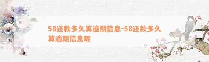 58还款多久算逾期信息-58还款多久算逾期信息呢