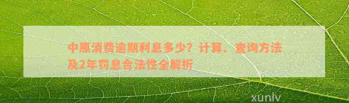 中原消费逾期利息多少？计算、查询方法及2年罚息合法性全解析