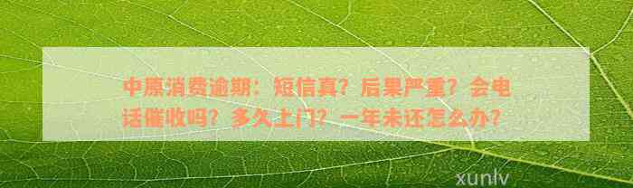 中原消费逾期：短信真？后果严重？会电话催收吗？多久上门？一年未还怎么办？