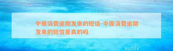 中原消费逾期发来的短信-中原消费逾期发来的短信是真的吗