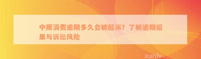 中原消费逾期多久会被起诉？了解逾期后果与诉讼风险