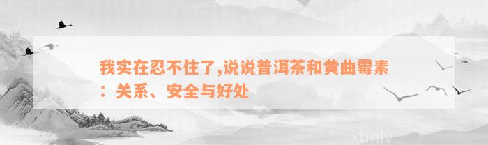 我实在忍不住了,说说普洱茶和黄曲霉素：关系、安全与好处