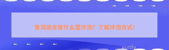 普洱适合用什么壶冲泡？了解冲泡方式！