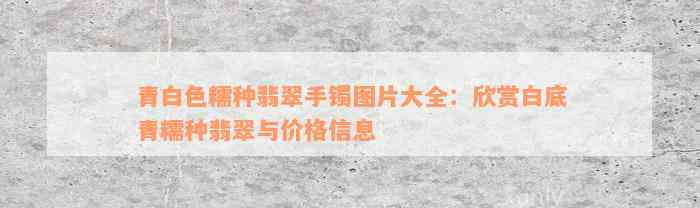 青白色糯种翡翠手镯图片大全：欣赏白底青糯种翡翠与价格信息