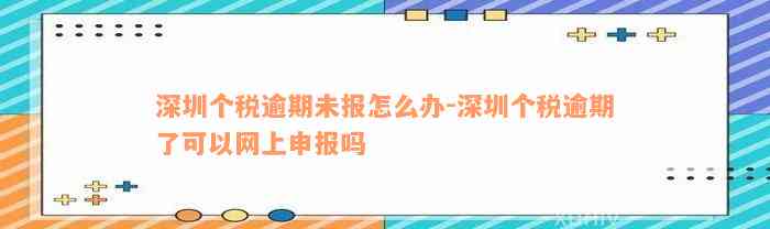 深圳个税逾期未报怎么办-深圳个税逾期了可以网上申报吗