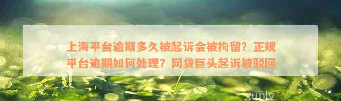 上海平台逾期多久被起诉会被拘留？正规平台逾期如何处理？网贷巨头起诉被驳回