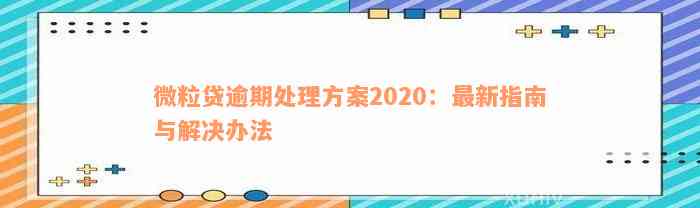 微粒贷逾期处理方案2020：最新指南与解决办法