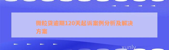 微粒贷逾期120天起诉案例分析及解决方案