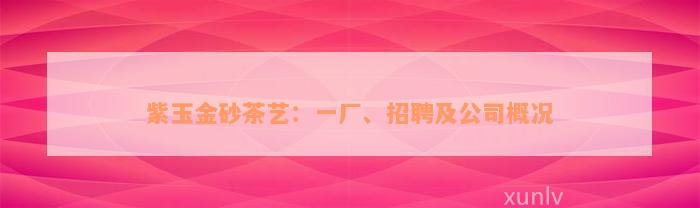 紫玉金砂茶艺：一厂、招聘及公司概况