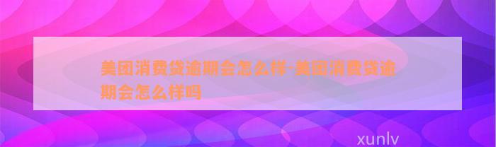 美团消费贷逾期会怎么样-美团消费贷逾期会怎么样吗