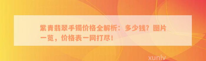 紫青翡翠手镯价格全解析：多少钱？图片一览，价格表一网打尽！