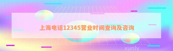 上海电话12345营业时间查询及咨询