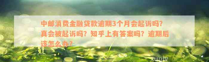 中邮消费金融贷款逾期3个月会起诉吗？真会被起诉吗？知乎上有答案吗？逾期后该怎么办？