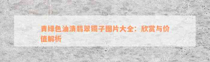 青绿色油清翡翠镯子图片大全：欣赏与价值解析