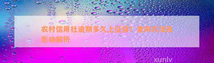 农村信用社逾期多久上征信？查询方法及影响解析