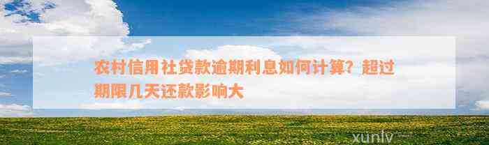 农村信用社贷款逾期利息如何计算？超过期限几天还款影响大