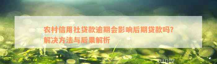 农村信用社贷款逾期会影响后期贷款吗？解决方法与后果解析