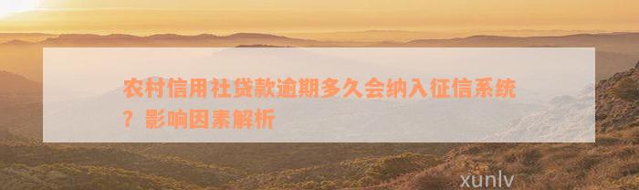 农村信用社贷款逾期多久会纳入征信系统？影响因素解析