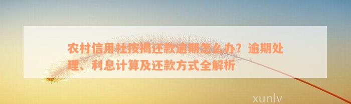 农村信用社按揭还款逾期怎么办？逾期处理、利息计算及还款方式全解析