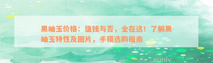 黑岫玉价格：值钱与否，全在这！了解黑岫玉特性及图片，手镯选购指南