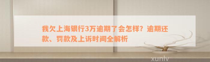 我欠上海银行3万逾期了会怎样？逾期还款、罚款及上诉时间全解析