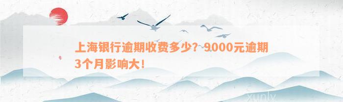 上海银行逾期收费多少？9000元逾期3个月影响大！