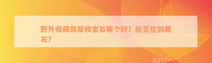 野外收藏翡翠和宝石哪个好？能否捡到原石？