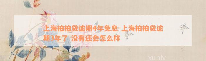 上海拍拍贷逾期4年免息-上海拍拍贷逾期3年了 没有还会怎么样