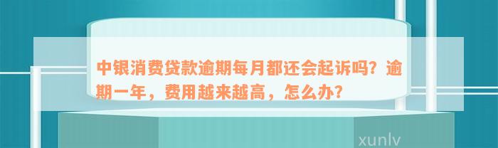 中银消费贷款逾期每月都还会起诉吗？逾期一年，费用越来越高，怎么办？