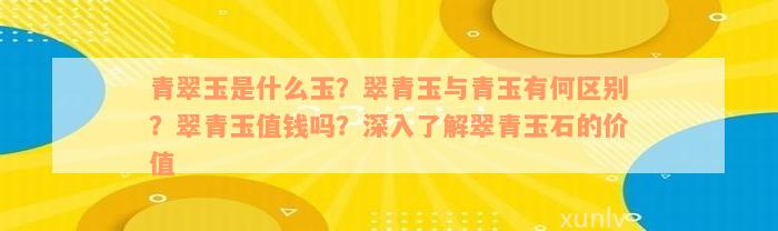 青翠玉是什么玉？翠青玉与青玉有何区别？翠青玉值钱吗？深入了解翠青玉石的价值