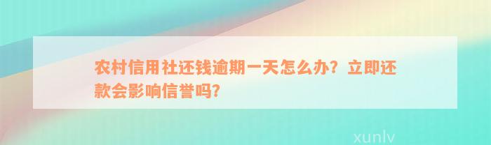 农村信用社还钱逾期一天怎么办？立即还款会影响信誉吗？