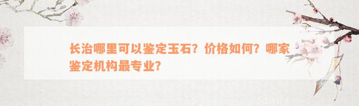 长治哪里可以鉴定玉石？价格如何？哪家鉴定机构最专业？