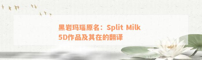 黑岩玛瑙原名：Split Milk 5D作品及其在的翻译