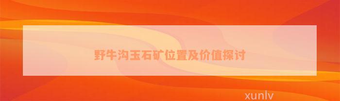 野牛沟玉石矿位置及价值探讨