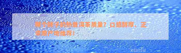 哪个牌子的熟普洱茶质量？口感醇厚、正宗原产地推荐！