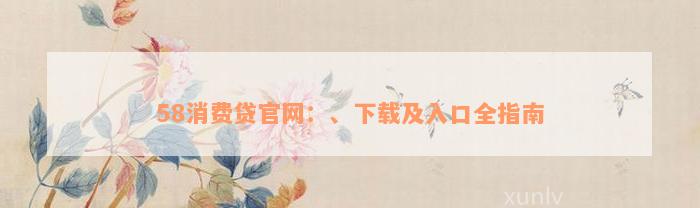 58消费贷官网：、下载及入口全指南