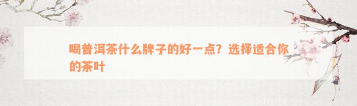 喝普洱茶什么牌子的好一点？选择适合你的茶叶