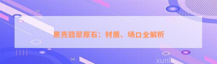 黑壳翡翠原石：材质、场口全解析