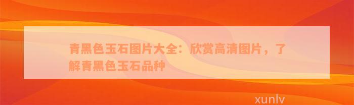 青黑色玉石图片大全：欣赏高清图片，了解青黑色玉石品种