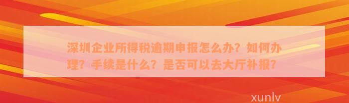 深圳企业所得税逾期申报怎么办？如何办理？手续是什么？是否可以去大厅补报？