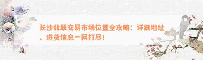 长沙翡翠交易市场位置全攻略：详细地址、进货信息一网打尽！