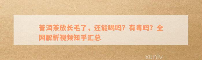 普洱茶放长毛了，还能喝吗？有毒吗？全网解析视频知乎汇总