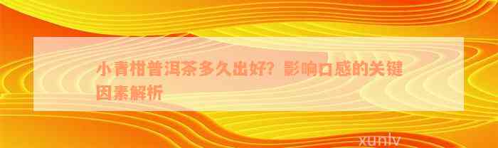 小青柑普洱茶多久出好？影响口感的关键因素解析