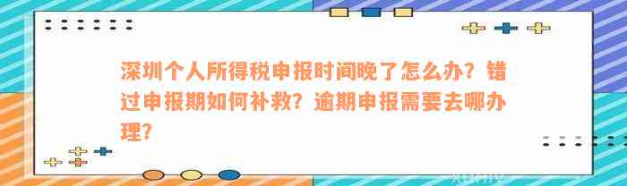 深圳个人所得税申报时间晚了怎么办？错过申报期如何补救？逾期申报需要去哪办理？