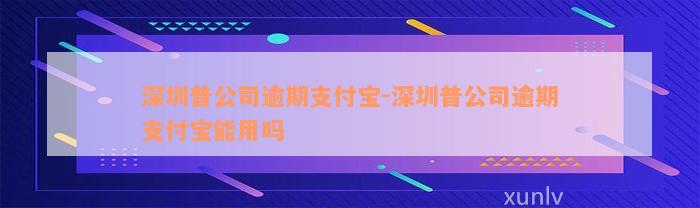 深圳普公司逾期支付宝-深圳普公司逾期支付宝能用吗