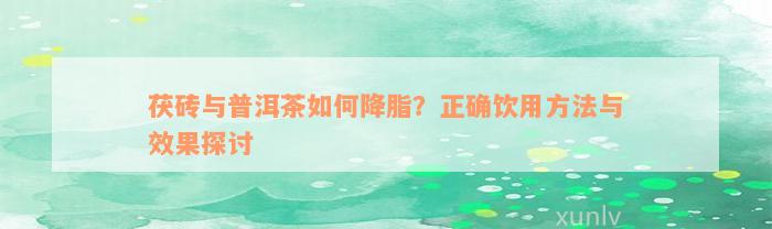 茯砖与普洱茶如何降脂？正确饮用方法与效果探讨