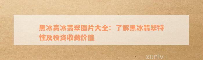 黑冰高冰翡翠图片大全：了解黑冰翡翠特性及投资收藏价值