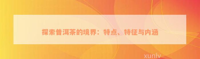 探索普洱茶的境界：特点、特征与内涵