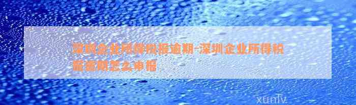 深圳企业所得税报逾期-深圳企业所得税报逾期怎么申报