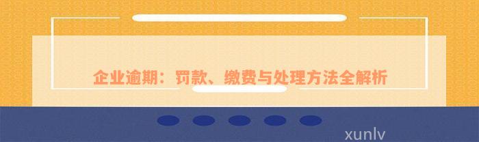 企业逾期：罚款、缴费与处理方法全解析